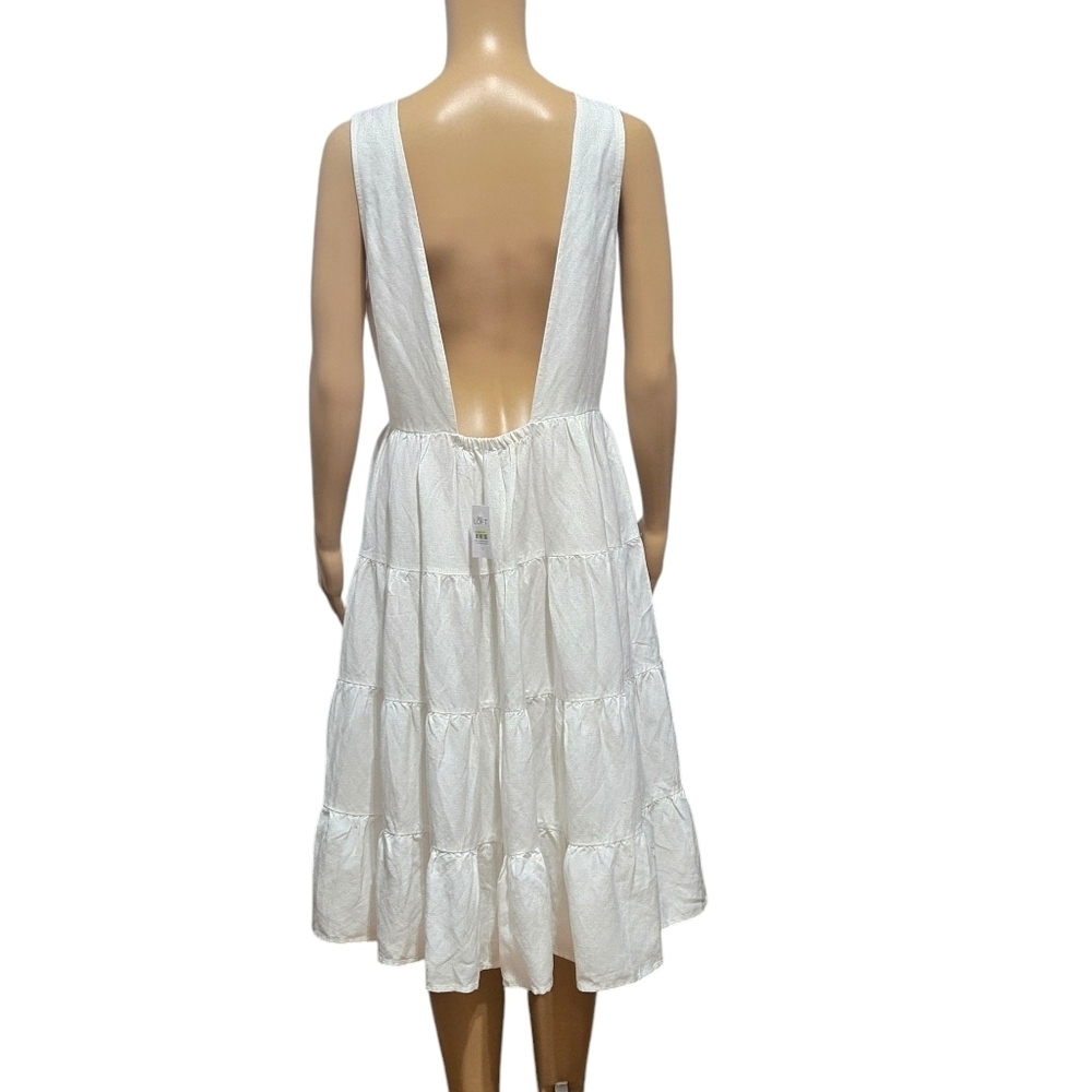 LOFT Beach Open Back Tiered Midi Summer  Dress Size Small - Picture 3 of 11